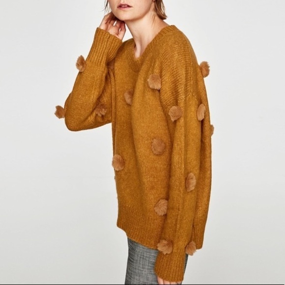 Zara Pom Pom camel sweater M - Picture 1 of 1